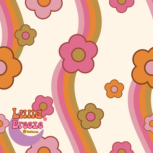 Wavey floral seamless repeating pattern