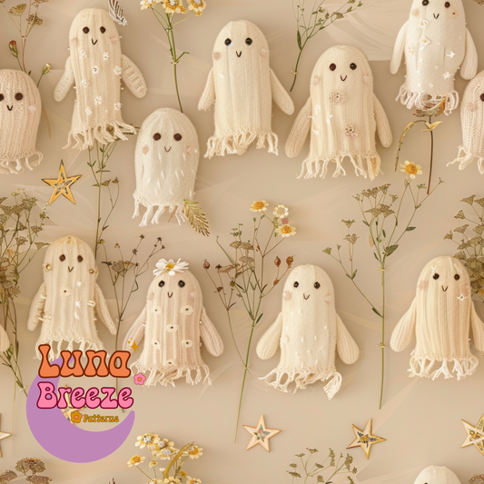 Boho floral embroidered ghost