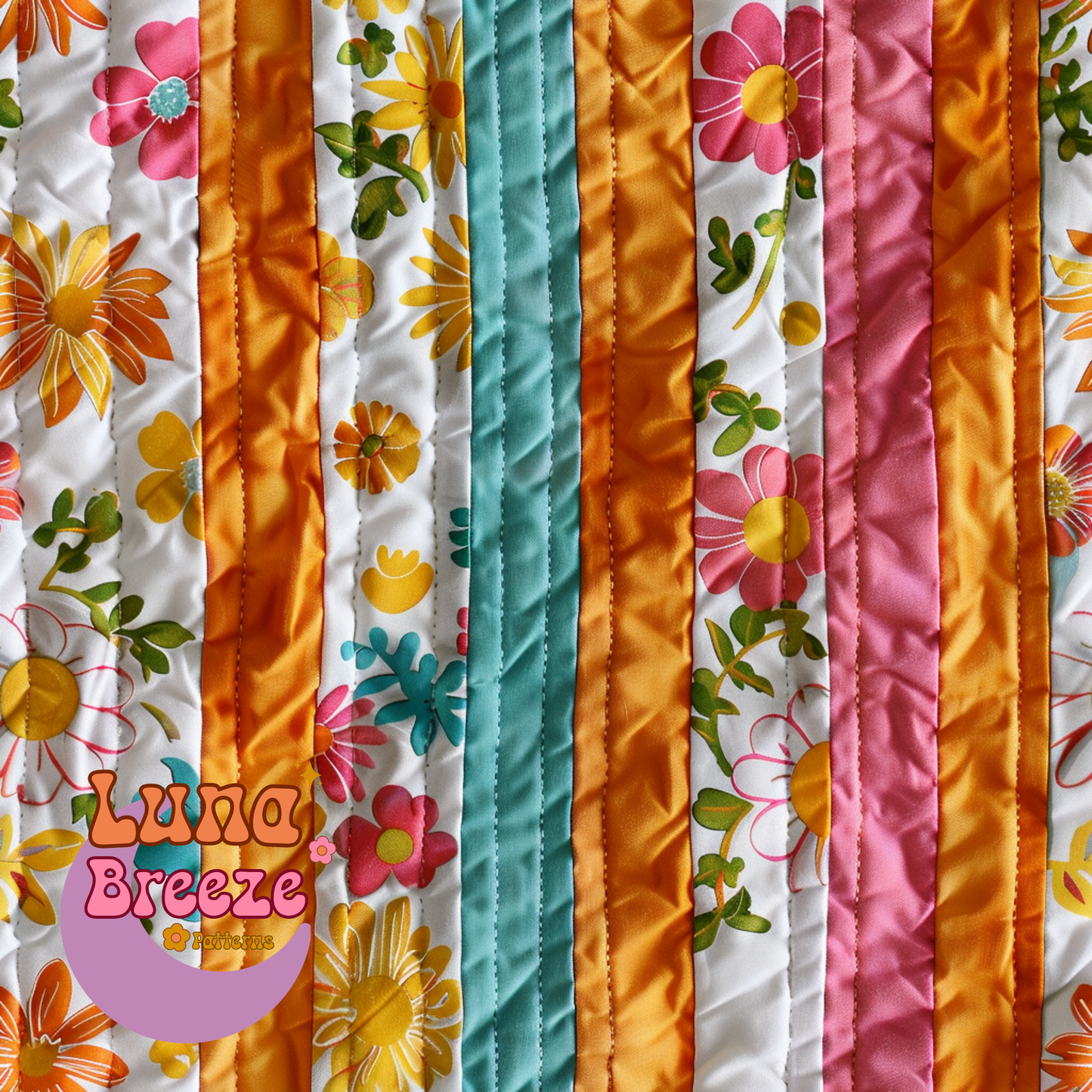 Teal pink orange stripes seamless repeating pattern