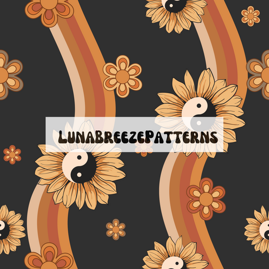 Wavey sunflower stripes seamless repeating pattern