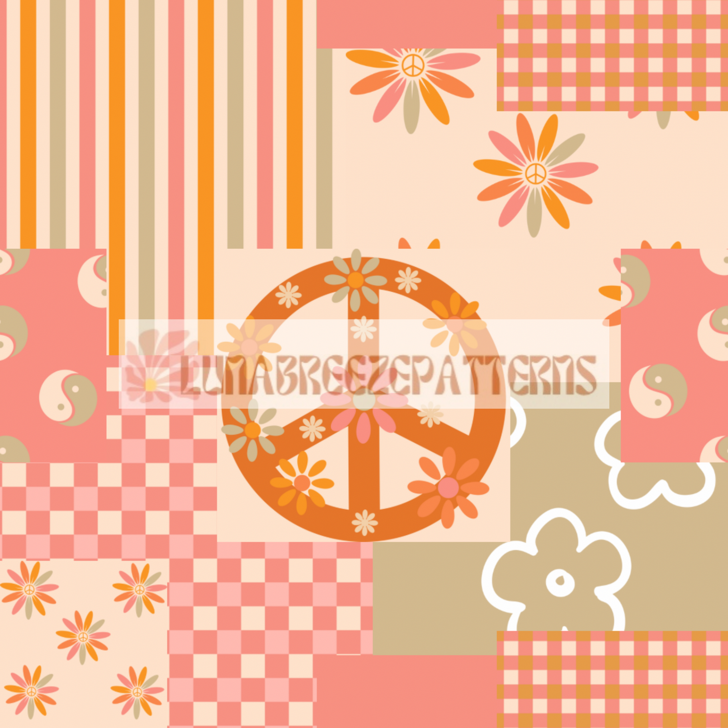 Spring Patchwork & stripes seamless repeating pattern