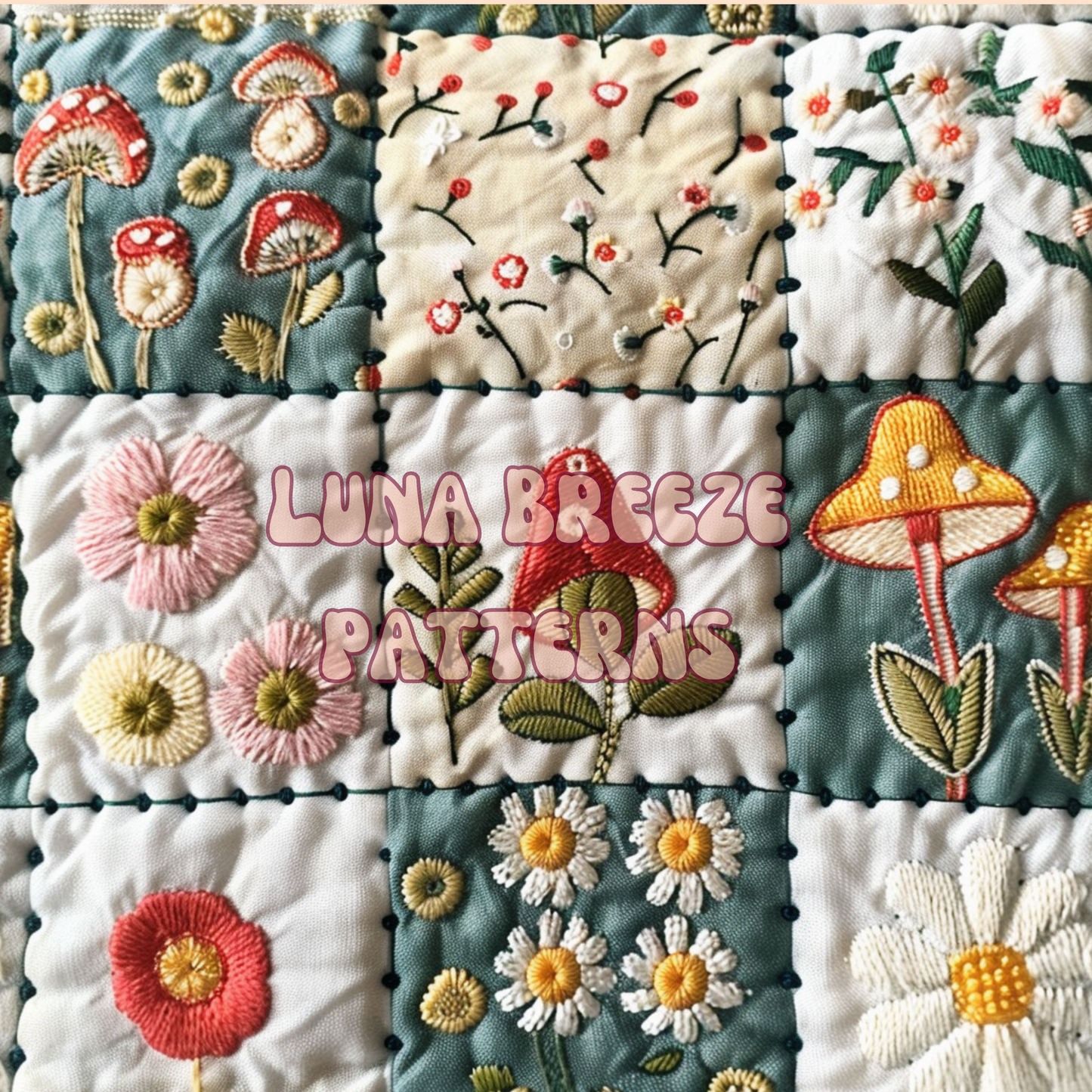 Floral mushroom quilt