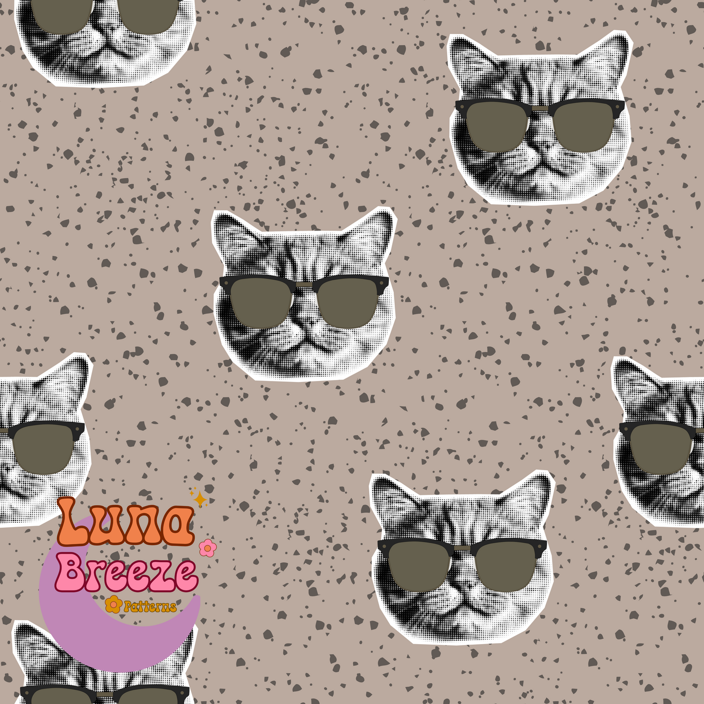 Retro cat seamless repeating pattern