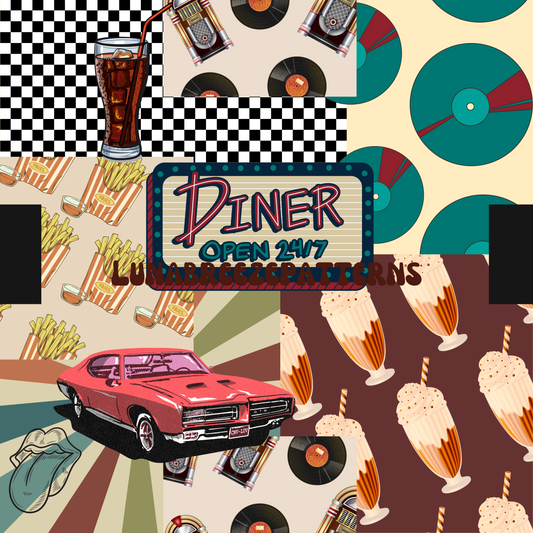 Retro diner patchwork seamless