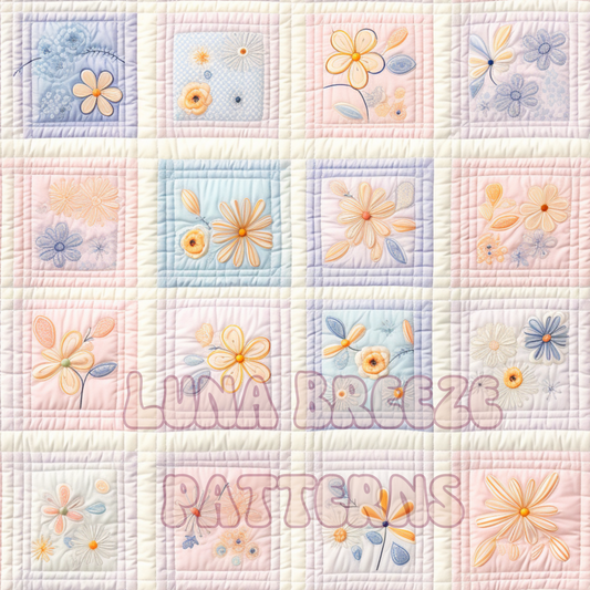 Pastel square quilt seamless repeating pattern