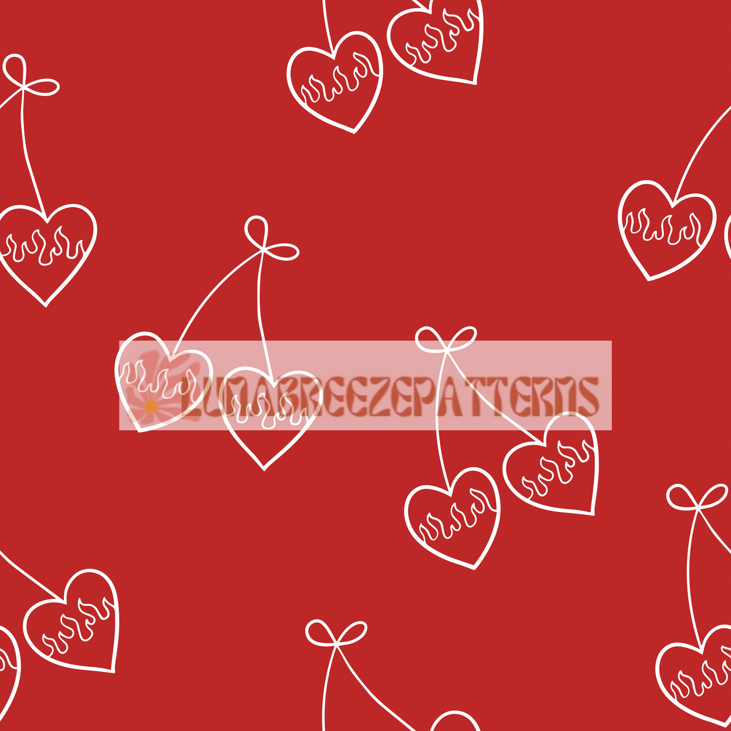 Cherry hearts seamless repeating pattern