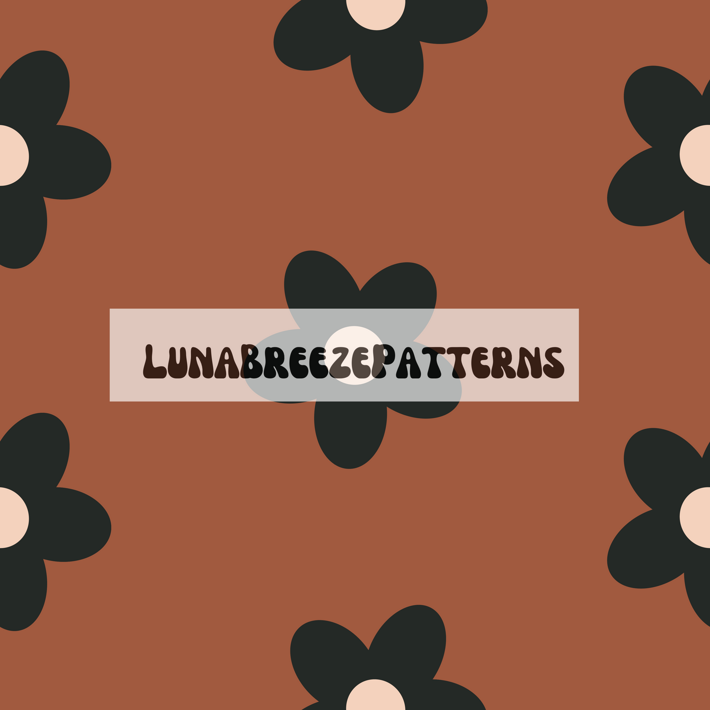 Rust / black floral seamless repeating pattern