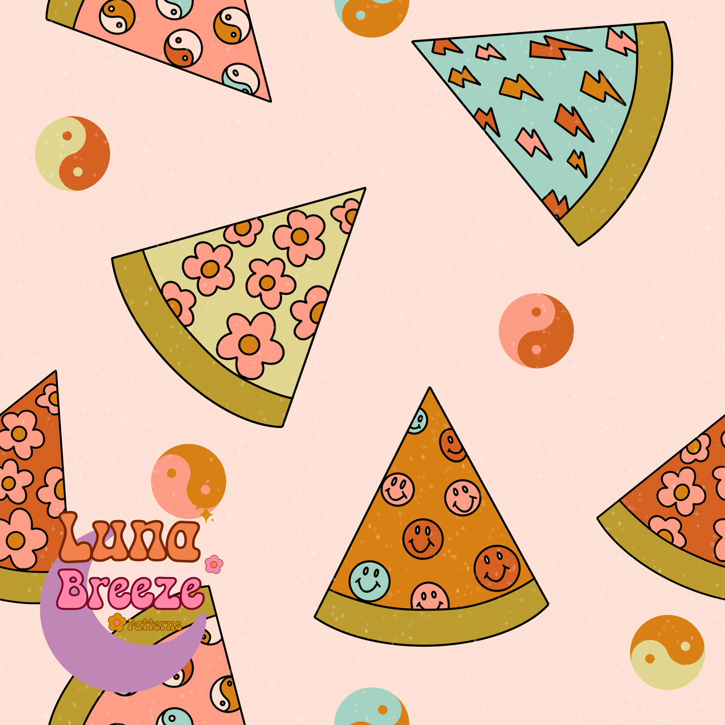 Retro pizzaaa seamless repeating pattern