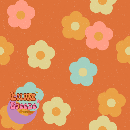 Retro daisies seamless repeating pattern