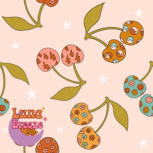 Retro cherries seamless repeating pattern