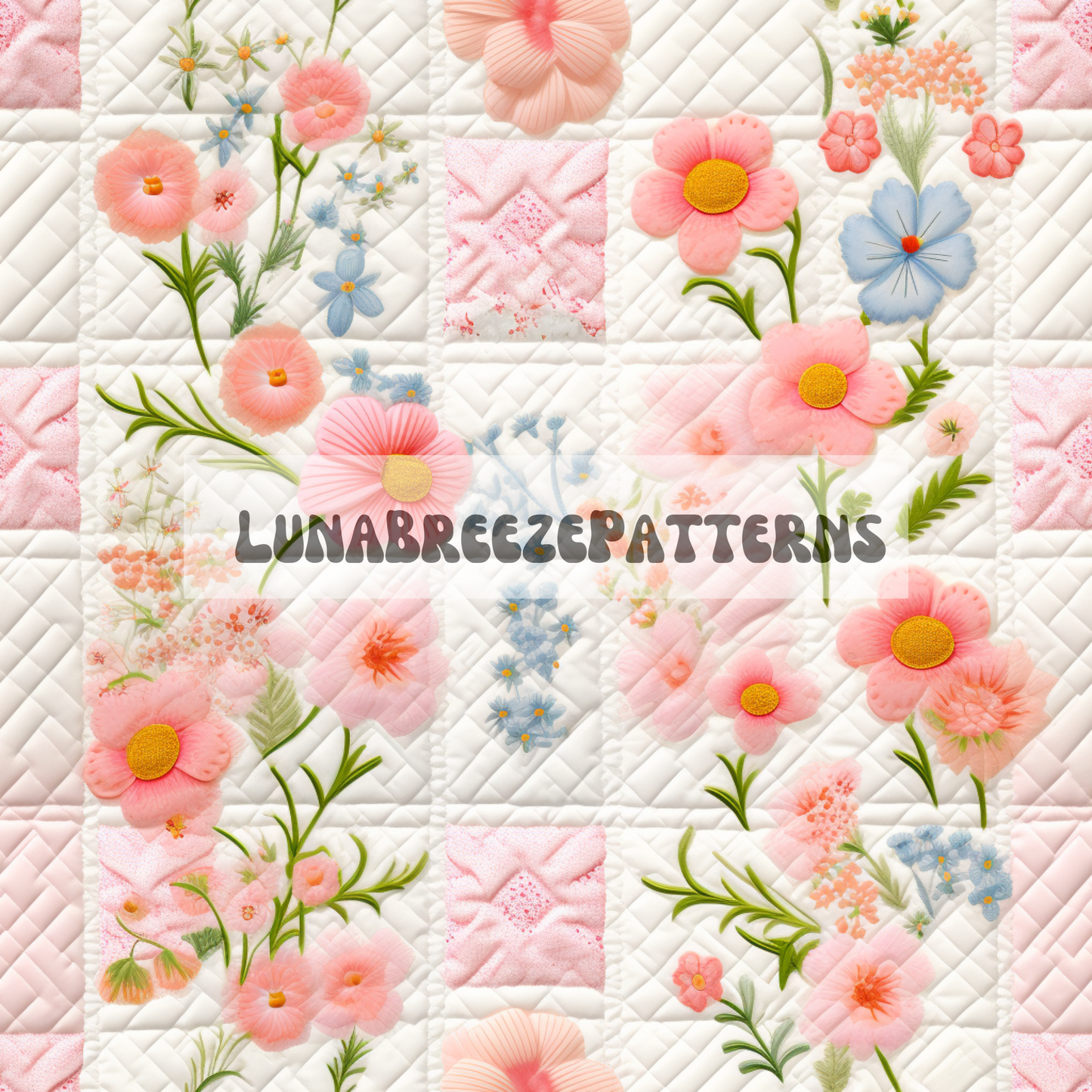 Springy floral quilt seamless repeating pattern