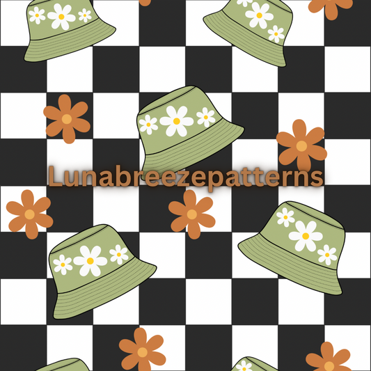 Bucket hats seamless repeating pattern