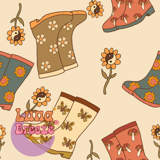 Boho rainboots