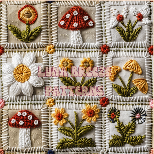 Cottage core Mushroom daisy crochet