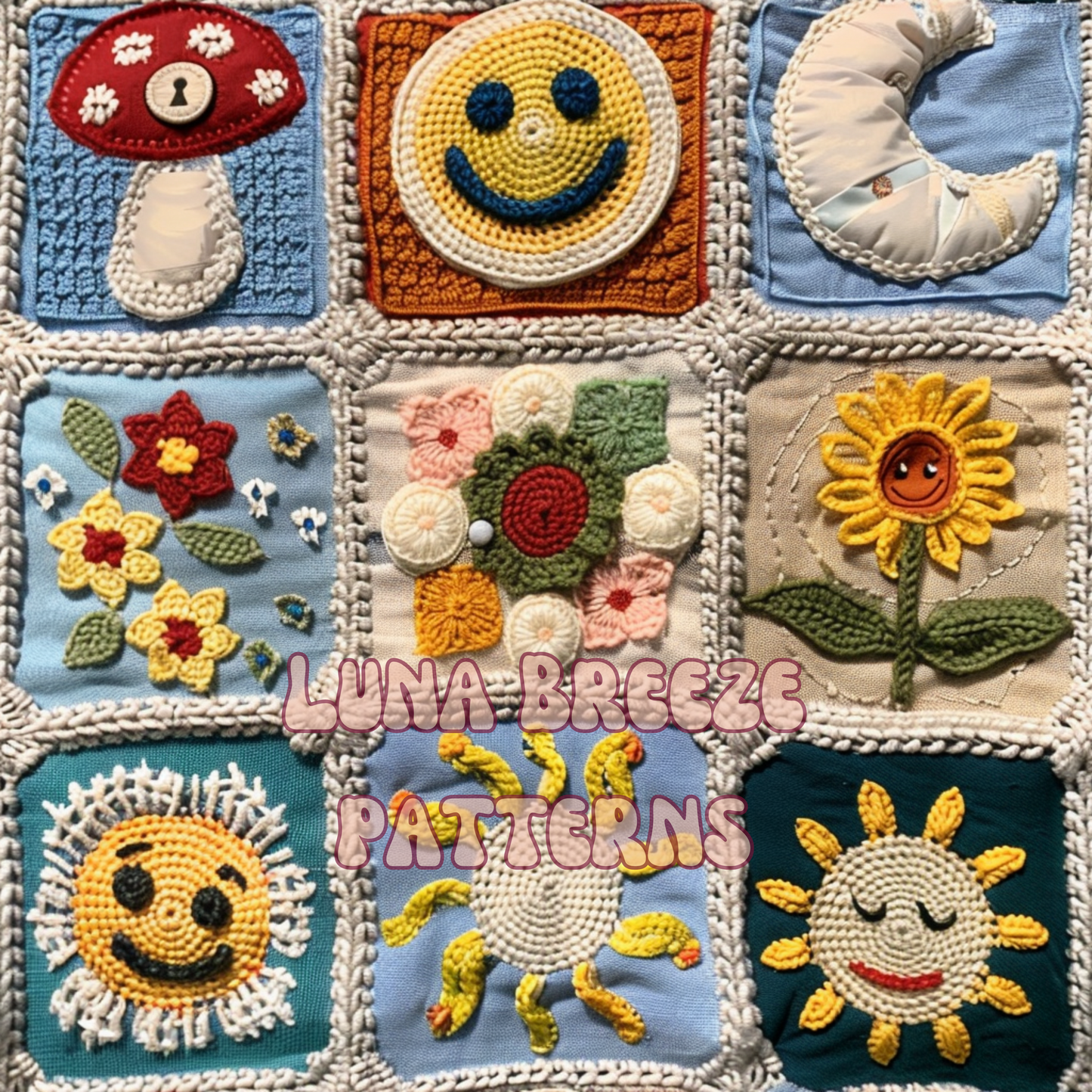 Smiley crotchet seamless repeating pattern