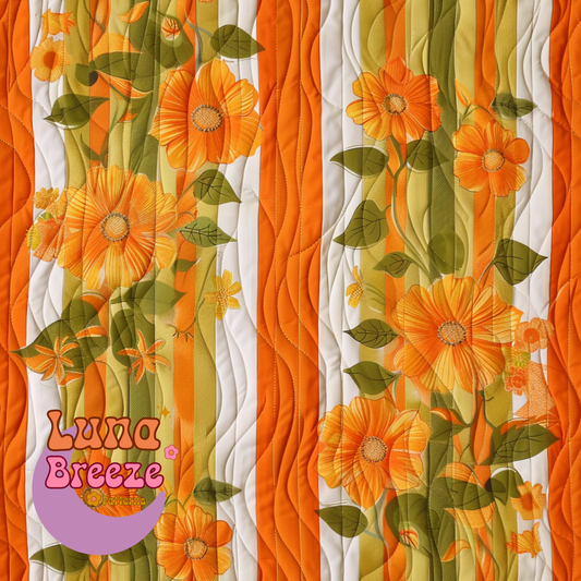 Orange green quilt stripes seamless repeating pattern