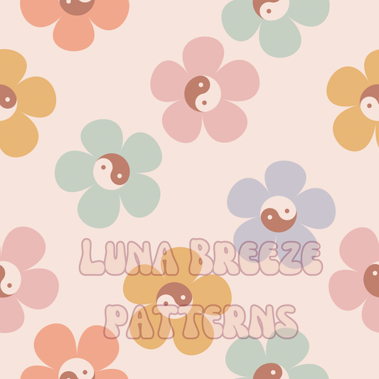 Pastel ying Yang seamless repeating pattern