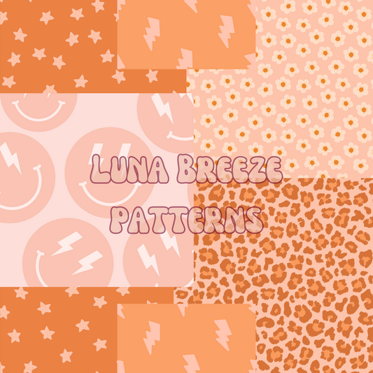 Peach orange patchwork seamless repeating pattern