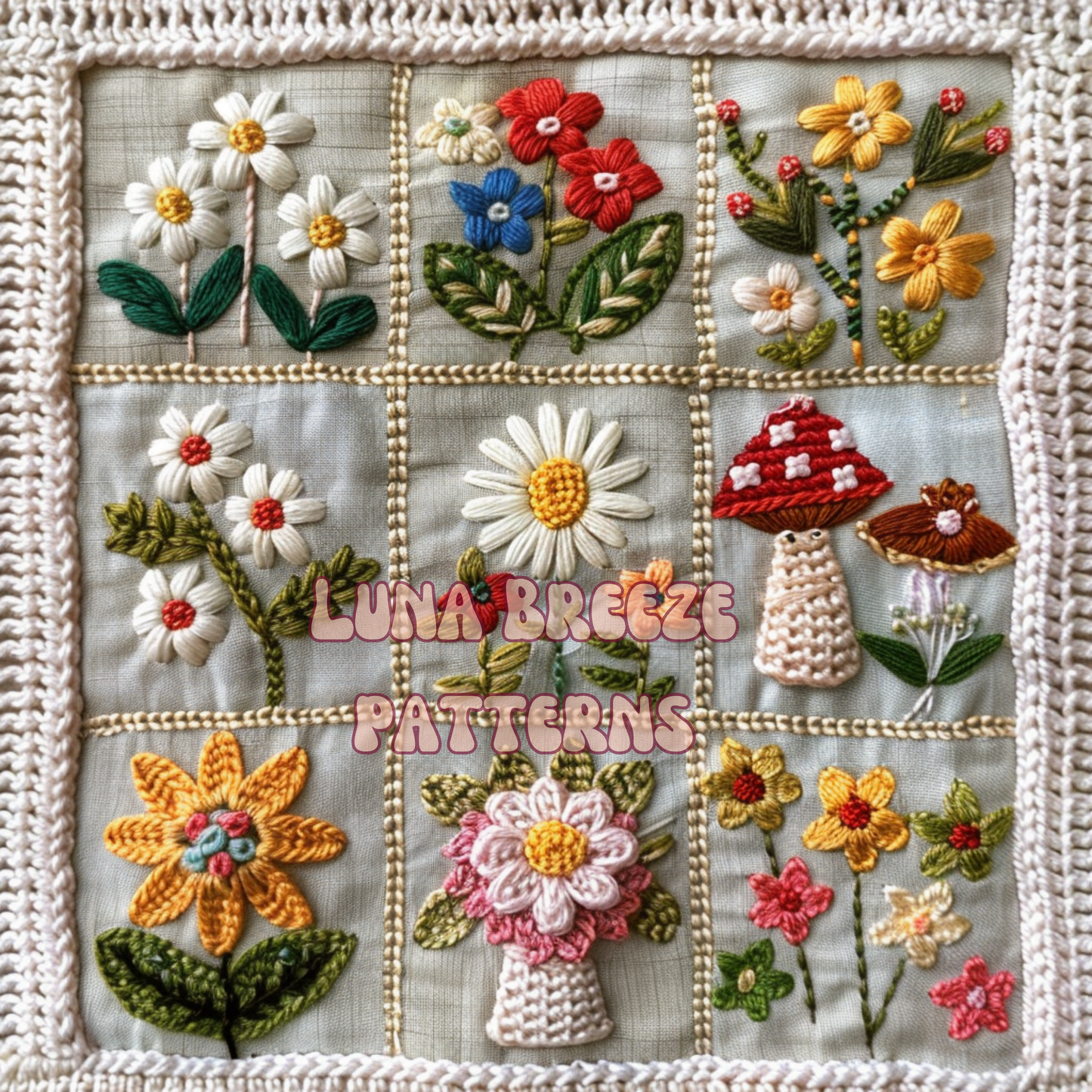 Daisy daisy floral crochet seamless repeating pattern