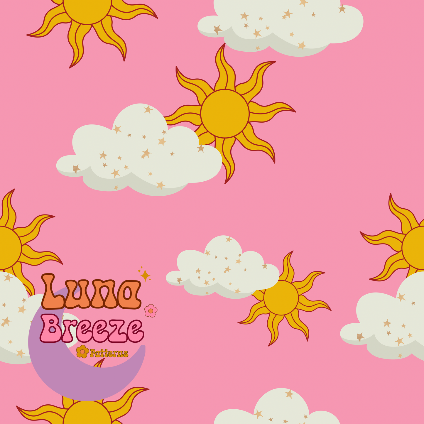 Sunny cloud seamless repeating pattern