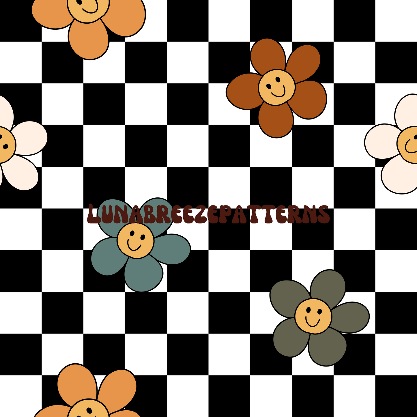 Retro smiley checkered