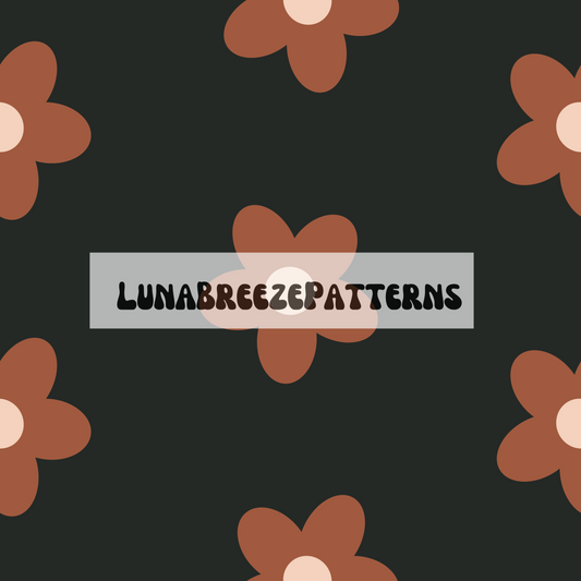 Black / rust floral seamless repeating pattern