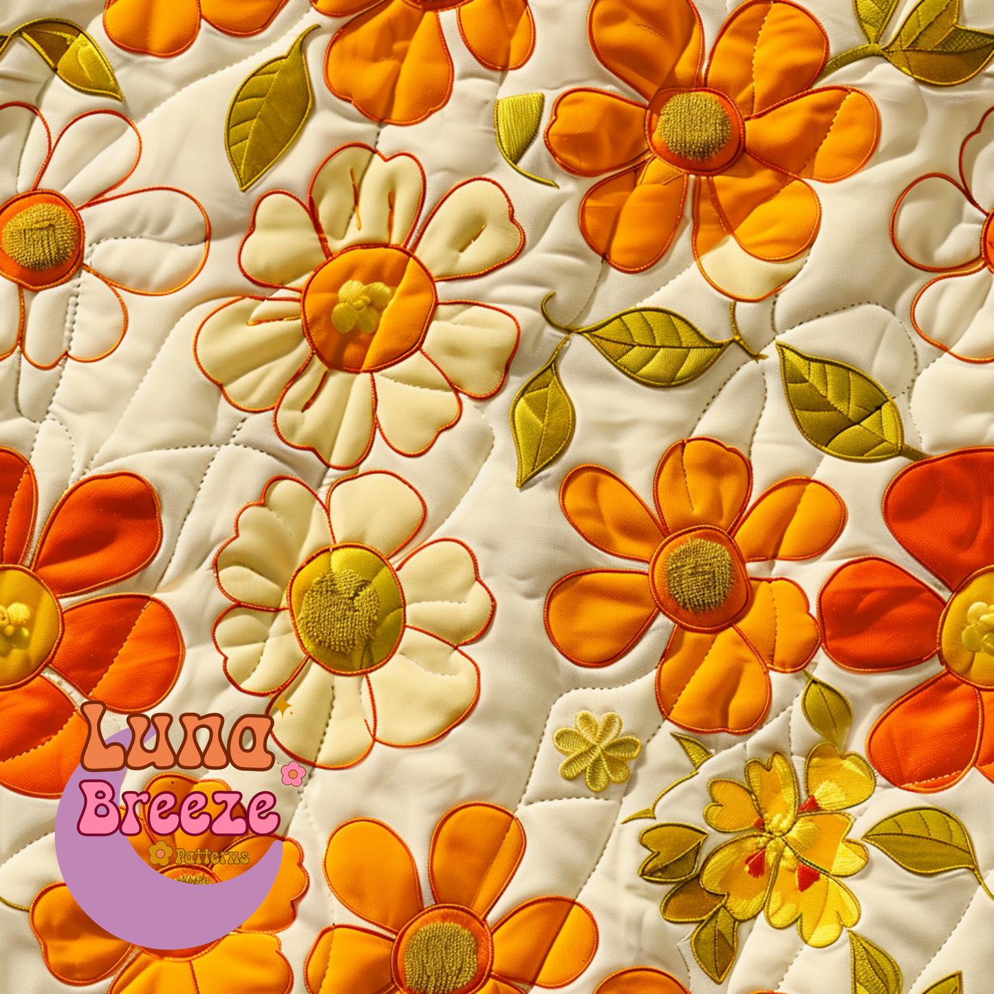 Vintage floral quilt seamless repeating pattern