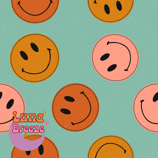 Retro smileys seamless repeating pattern