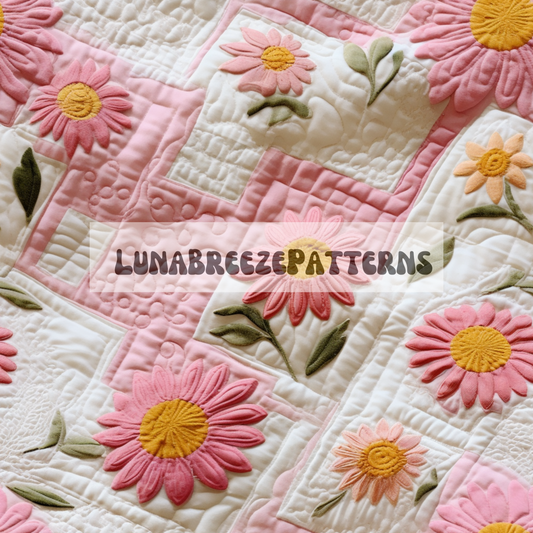 Pink sunflower quilt