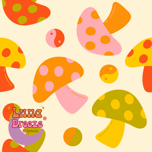 Retro mushies seamless repeating pattern