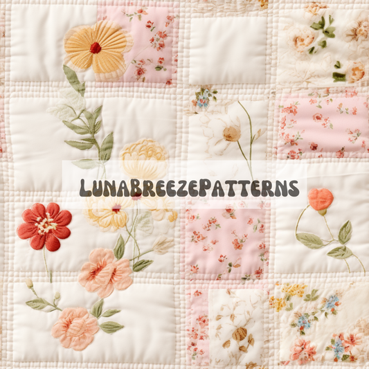 Spring floral quilt seamless repeating pattern