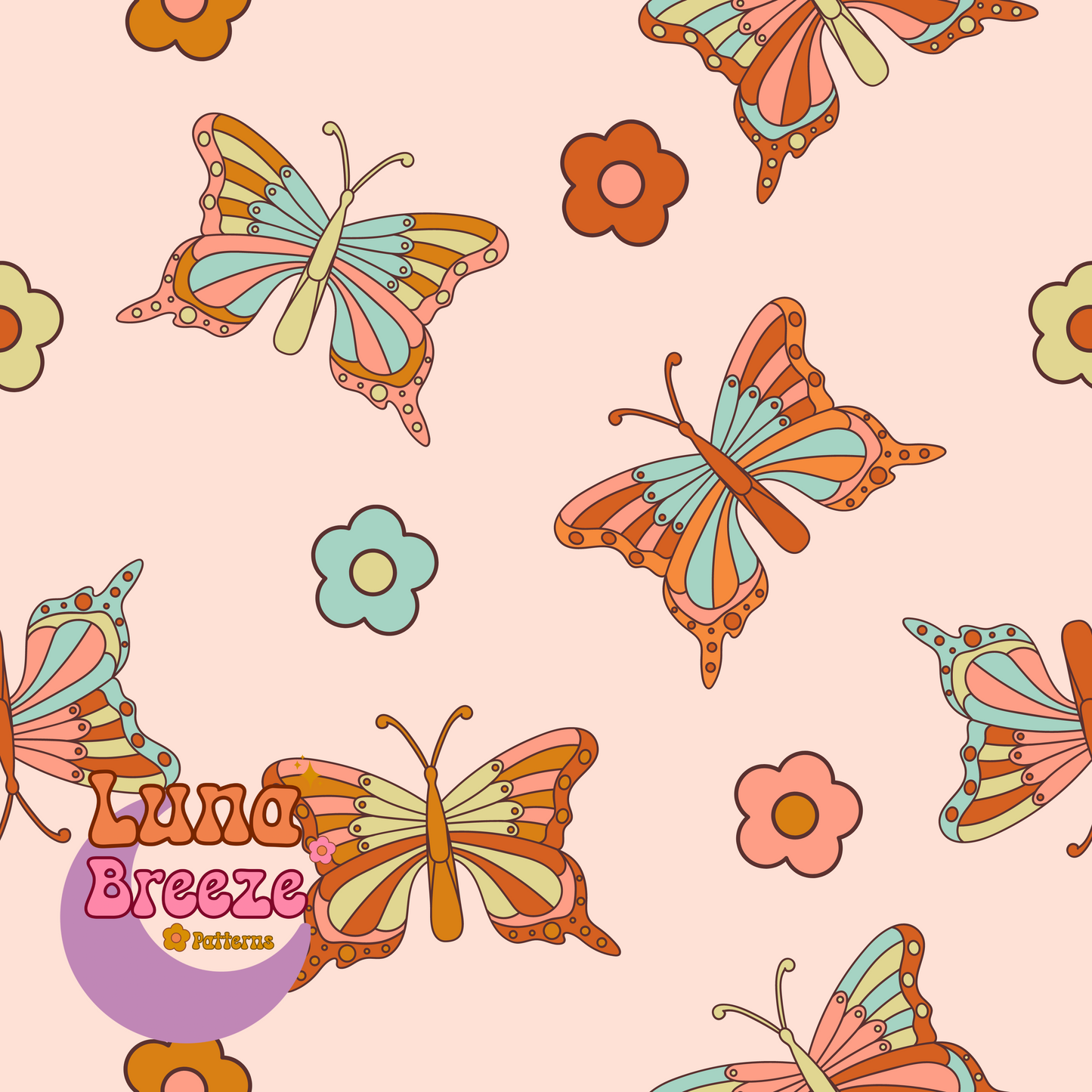 Retro butterfly seamless repeating pattern