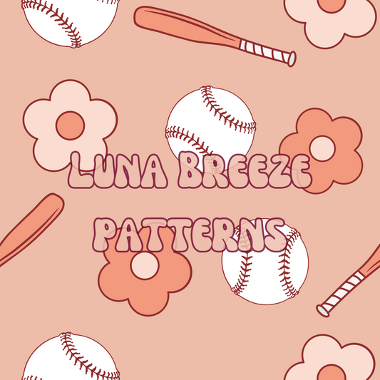 Baby girl baseball seamelss repeating pattern