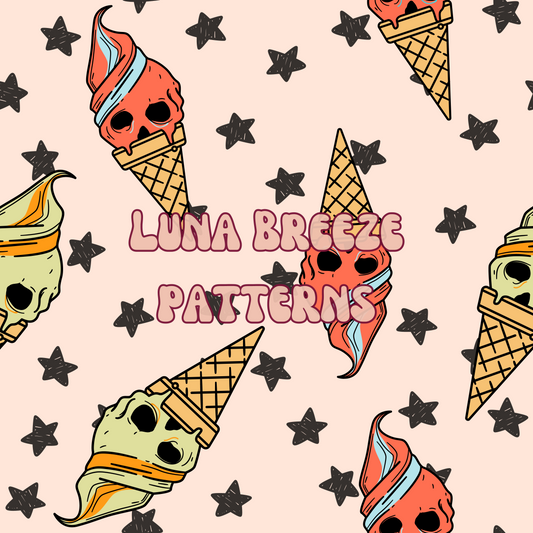 Icecream skulls seamless repeating pattern