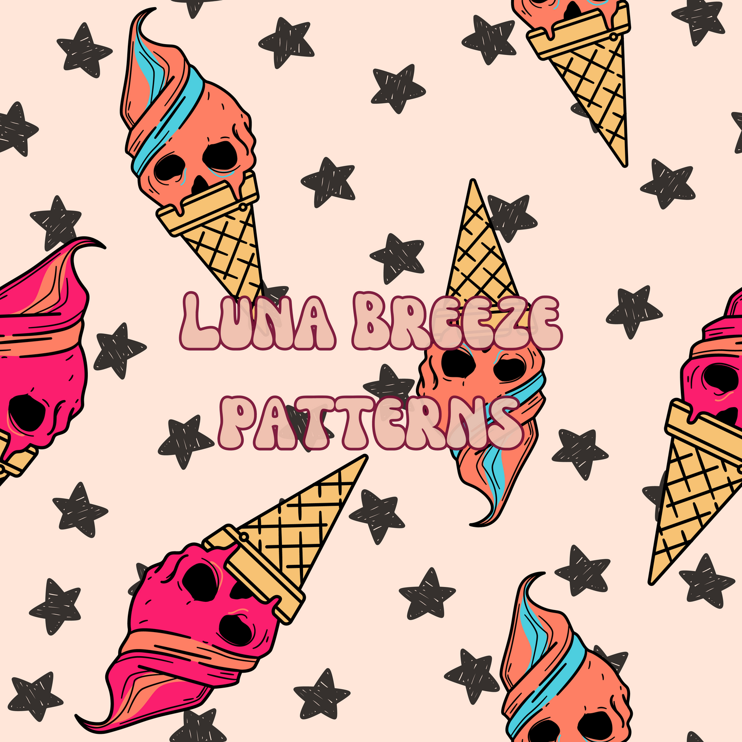 Icecream skulls seamless repeating pattern