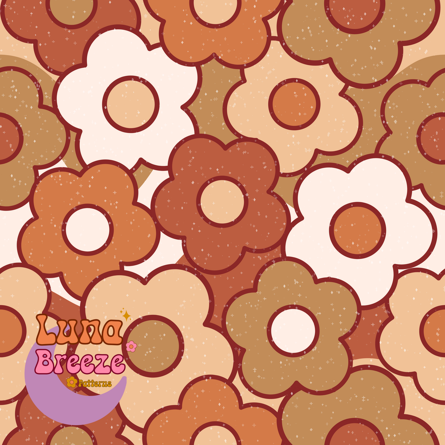 Brown retro floral