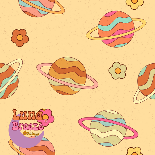 Retro Saturn seamless repeating pattern