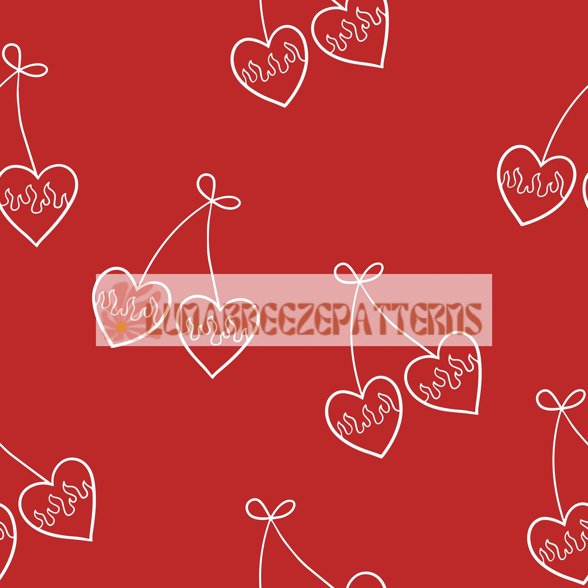 Cherry hearts seamless repeat pattern