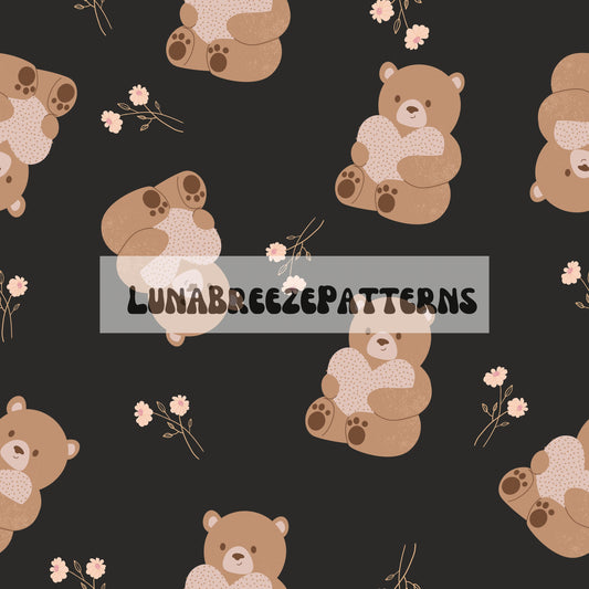 Heart Teddy seamless repeating pattern