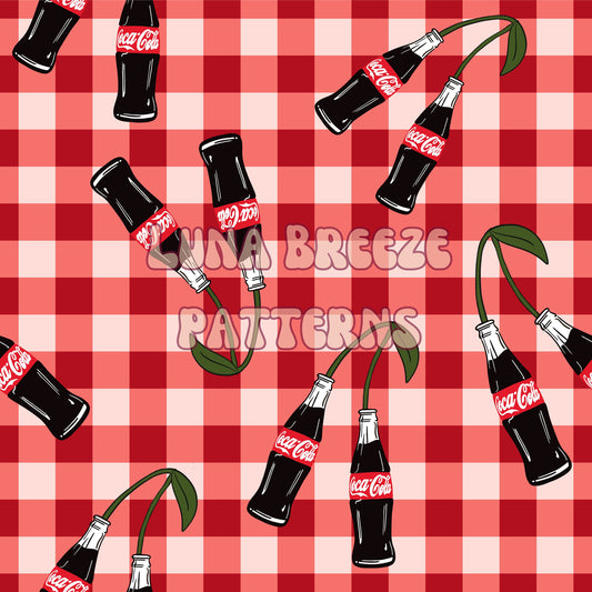 Cherry coke seamless repeating pattern