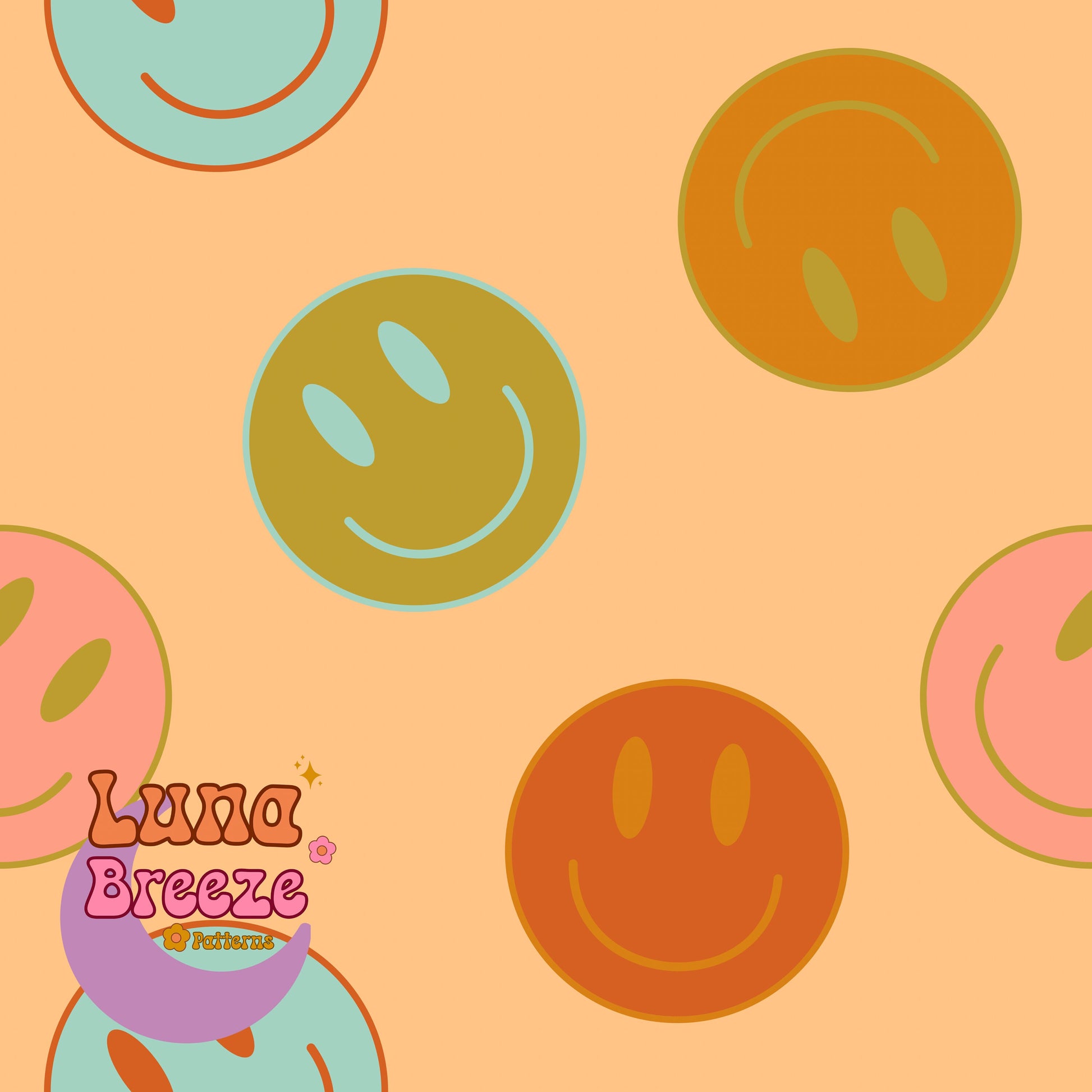 Retro smileys seamless repeating pattern