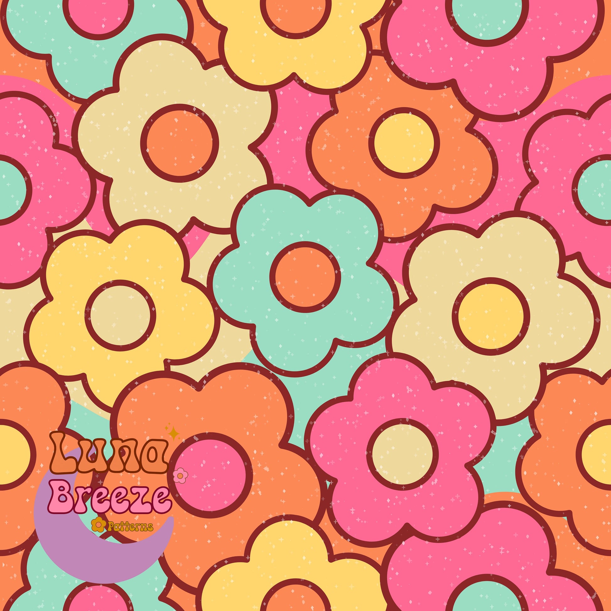 Retro floral seamless repeating pattern