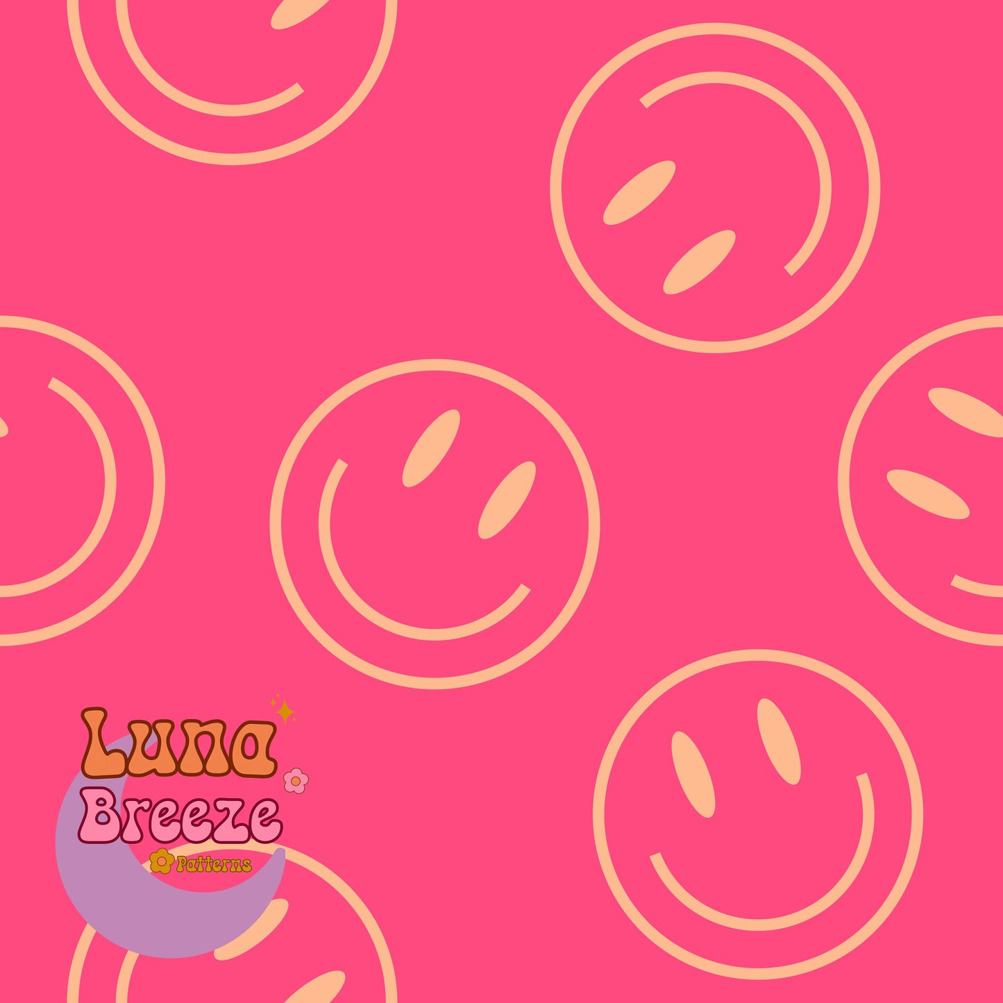 Pink smiley seamless repeating pattern