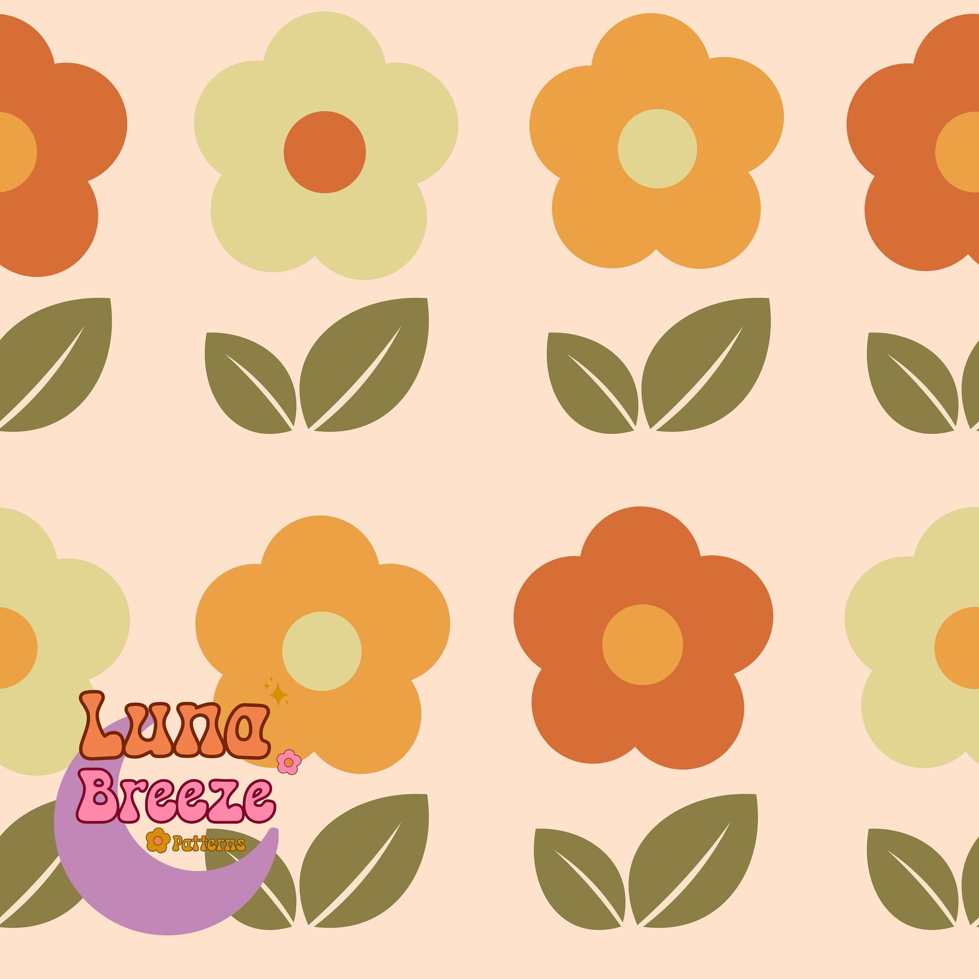 Retro dainty daisy seamless repeating pattern