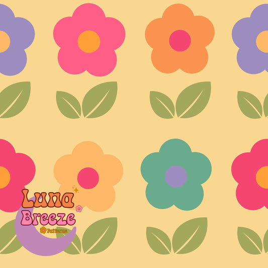 Hippie daisies seamless repeating pattern