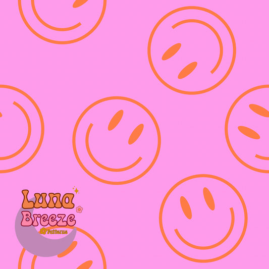 Purple orange smiley seamless repeating pattern