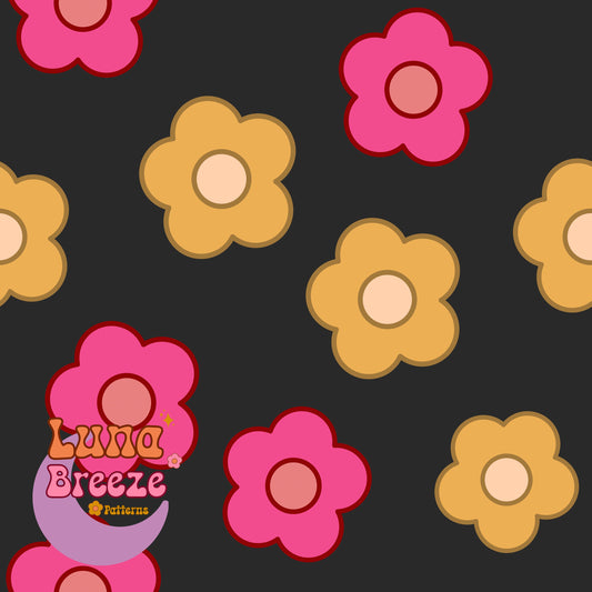 Midnight daisies seamless repeating pattern