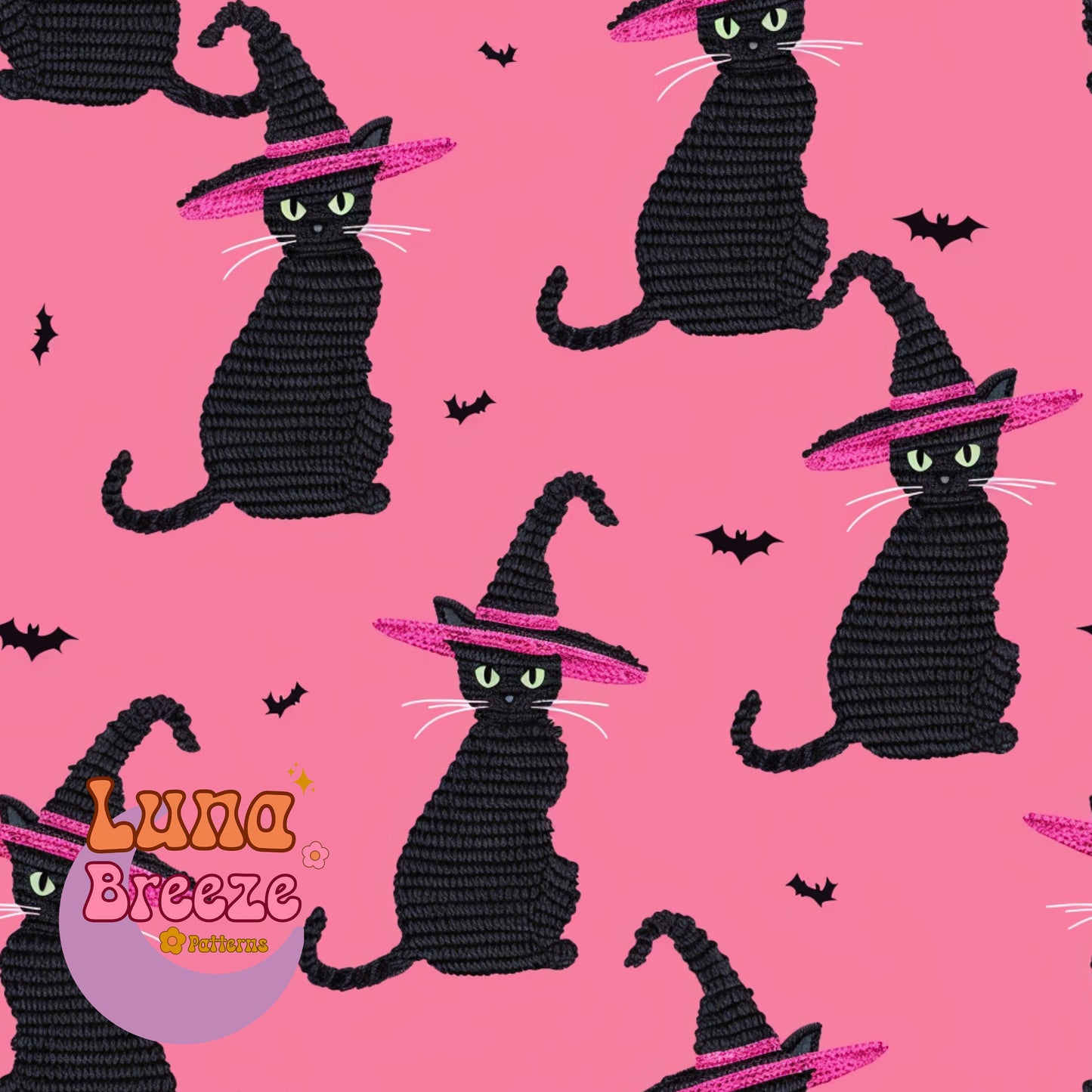 black cats seamless repeating pattern - Halloween