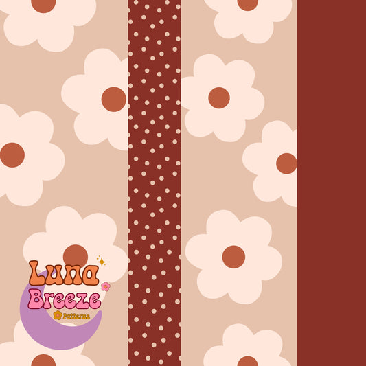 fall floral stripes seamless repeating pattern