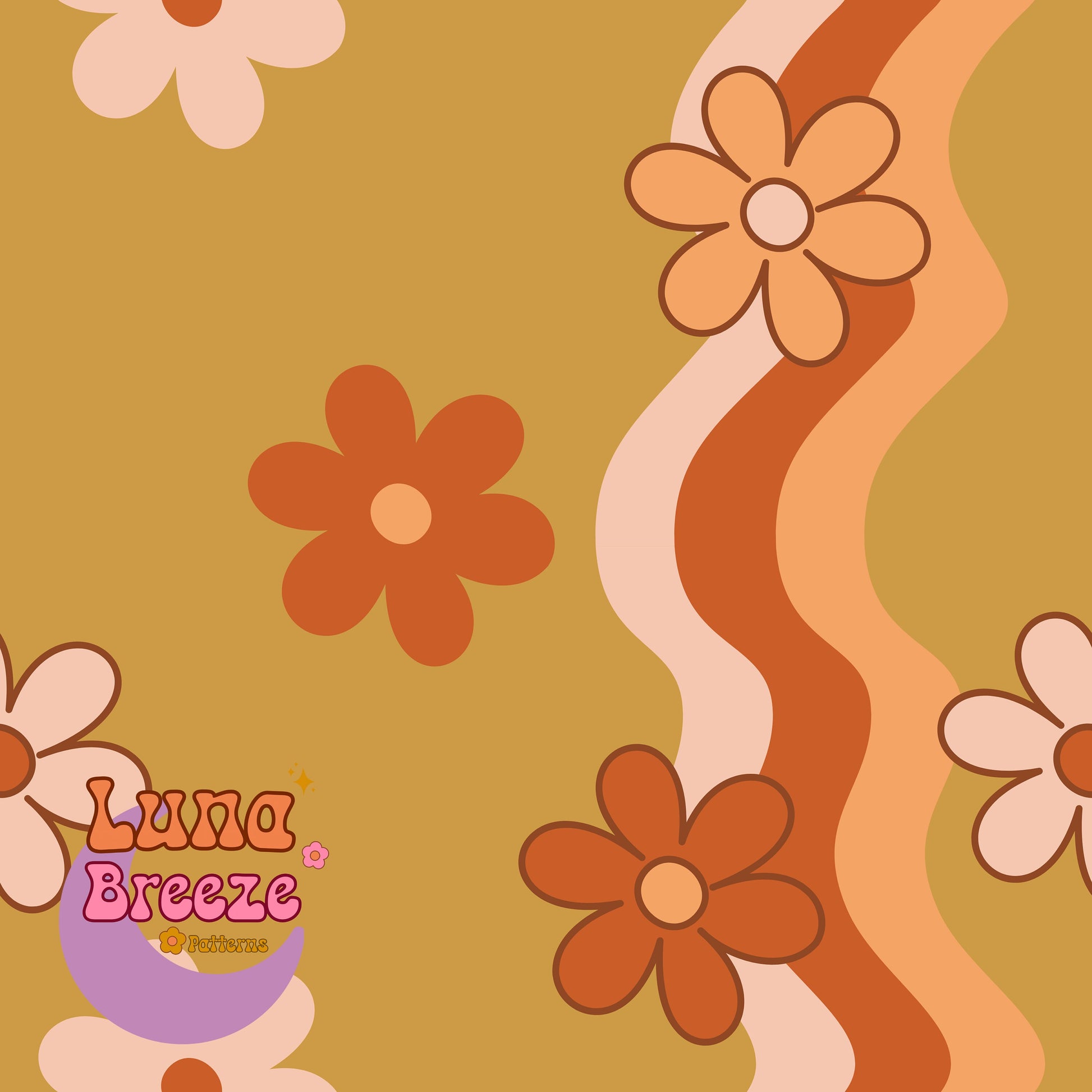 fall wavey floral seamless repeating pattern